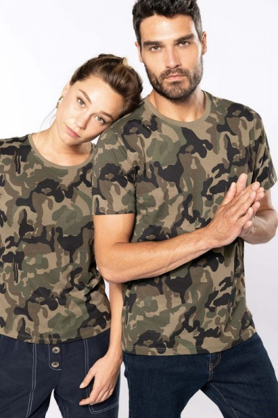 Kariban Dames-t-shirt camo korte mouwen