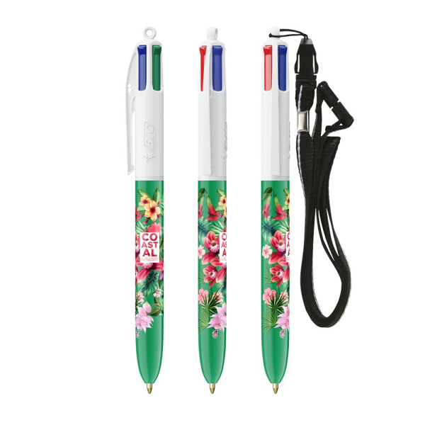 BIC® 4 Colours® balpen + Lanyard