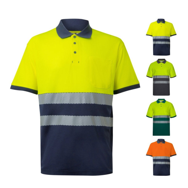 VL ACHELOUS. Tweekleurig piqué poloshirt (150g/m²) met korte mouwen, van katoen (55%) en polyester (