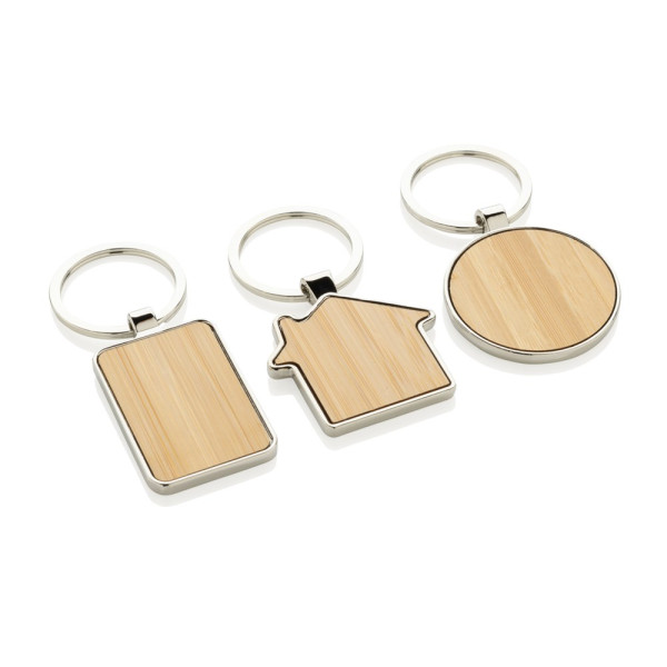 RCS sleutelhanger van gerecyclede zinc alloy met bamboe