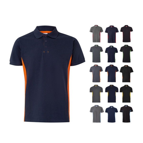 VL SUPAY. Tweekleurige piqué polo (180g/m²), korte mouw van katoen (60%) en polyester (40%)