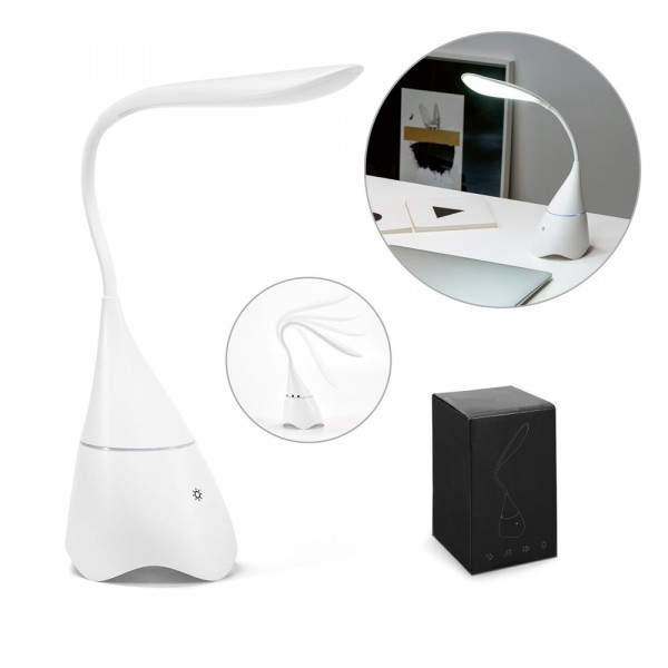 GRAHAME. Draagbare bureaulamp in gerecycled ABS (100% rABS) met luidspreker en een autonomie van 5 u